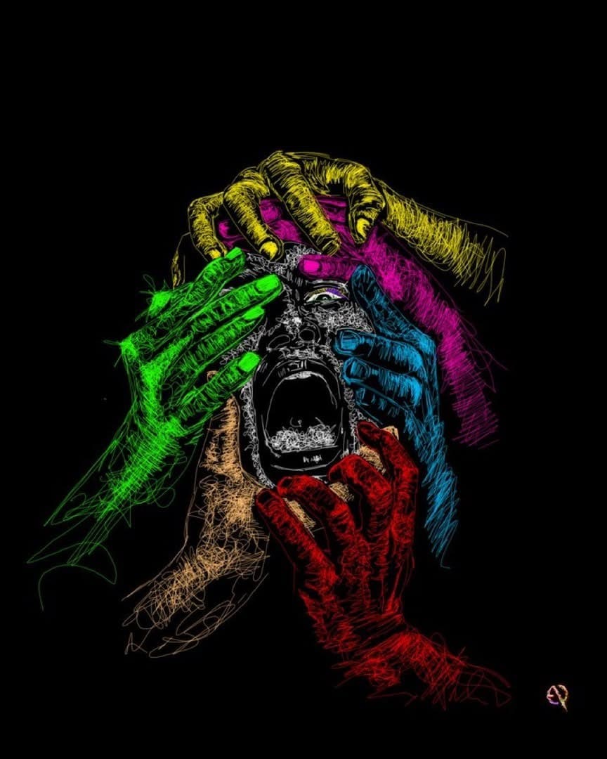 Untitled (Five Hands), Digital drawing, 2025