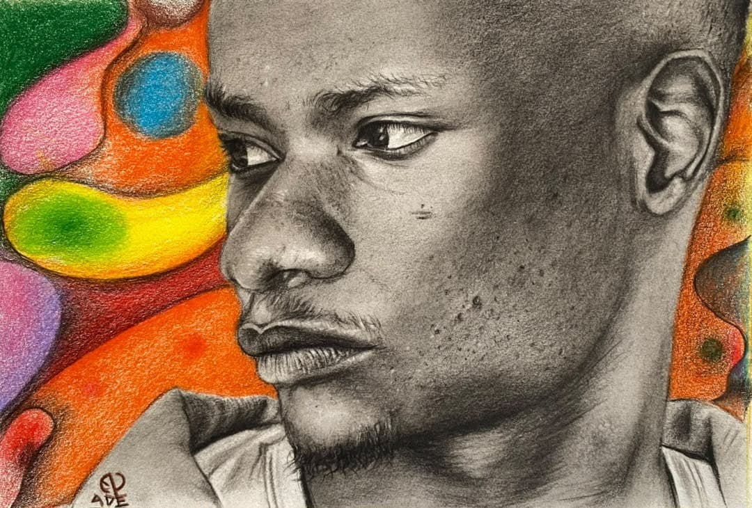 Untitled (Young Man), Graphite and coloured pencil on paper, 2024